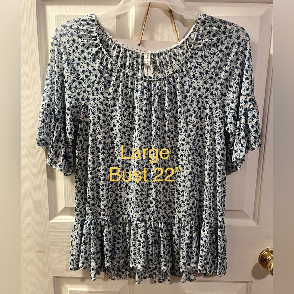Floral Blue Women's Top
